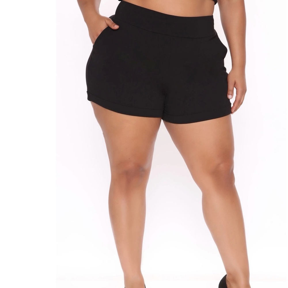 Plus Size Black Stretch Shorts